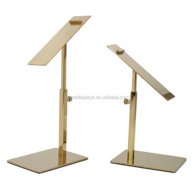 China Retail store wholesale polished gold shoe shine display stand for sale, shoe store display rack, shoe rack display for sale