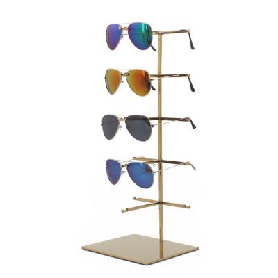 China 5 Pairs Custom Gold Metal Eyewear Sunglass Window Display,Wholesale Sunglass Eyewear Rack Display Stand,Customized for sale