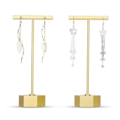 China Modern Luxury Metal Gold T Bar Counter Hanging Stud Jewelry Earring Display For Sale for sale