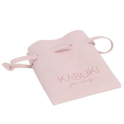 China Small Luxury Velvet Logo Jewelry Packaging Pouch Pink Custom Microfiber Suede 5