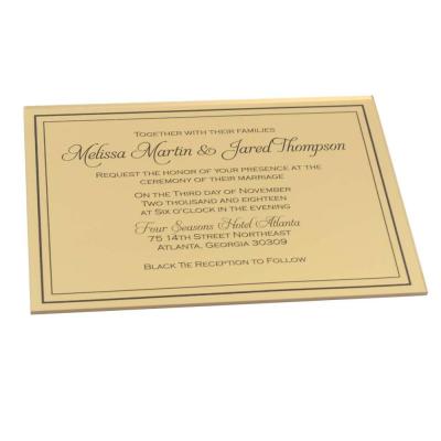 China Custom Laser Cut Gold Clear Mirror Acrylic Wedding Invitation 12.70X17.78cm (5X7inch) for sale