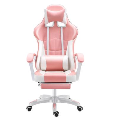 China Cheapest Convertible Rotating Desk Executive Computer Chairs PVC Pink Leather Waist Adjustable RGB Scorpion Gaming Chair With Footrest for sale