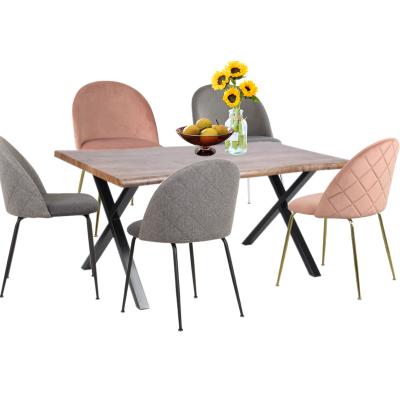 China (Others) 160*90*76 Adjustable Modern Dining Room Furniture Set 6 Chairs MDF Wood Table A Manger Complete Dining Table Set for sale