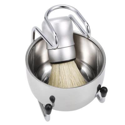 China Bristle Brush Set Stainless Steel Bowl Design Skin-Friendly Shaving Brush for sale