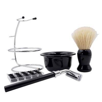 China Salon Skin-Friendly Shave Brush Shaving Razor Set Hotel Kit Wholesale Shaving Tools for sale