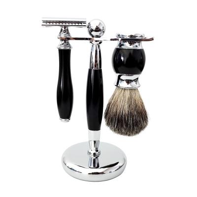 China Wholesale Twin Blade Shaving Brush Razor Holder Set Men Gift Shaving Tools Razor High Quality Shaving Kits for sale