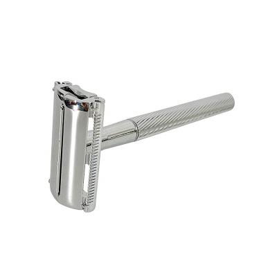 China Twin Blade Metal Shaving Safety Razor Butterfly Design Safety Razor Brass Handle Double Edge Safety Razor New for sale