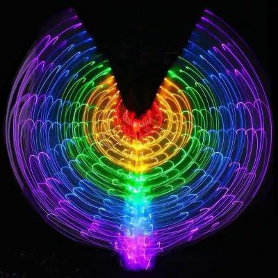 China Durable Adults Wings 36 Color LED Dance Prop Newest Colorful Wings Belly Dance Isis Wings for sale