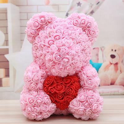 China Eco-Friendly A Flower Teddy Bear Rose Bear Valentine Girlfriend Anniversary Gift Foam Heart Bear Wedding Party Decoration for sale