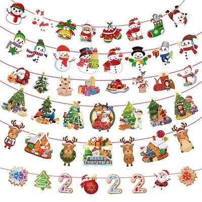 China Eco-Friendly Christmas Pull Flag Color Paper Flower Faceless Elderly Flag Letter Pendant Ornaments For Christmas Decorations for sale