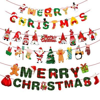 China Cartoon Christmas pull flag wallpaper laying flag party atmosphere layout holiday eco-friendly decorations pull flower Christmas decoration for sale