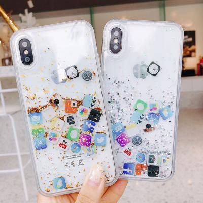 China Luxury Cute Anti-fall Glitter Quicksand Liquid Cell Phone Case Cover For 11 For iPhone Case for sale