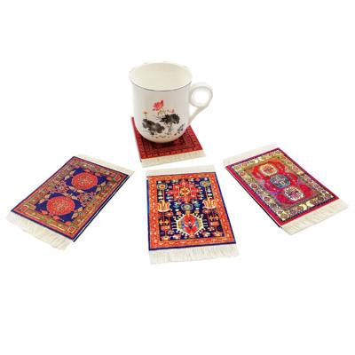 China Sustainable Oriental Rug Coasters , Carpet Coasters Cup Mat for sale