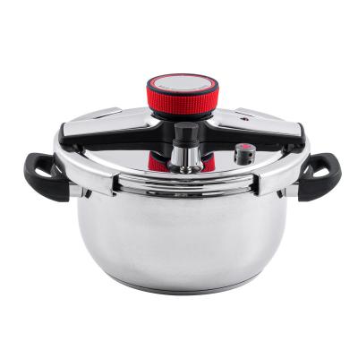 China Sustainable 304 stainless steel Explosion proof pressure cooker Push button type cooker  with 5L 7L 9L Sizes Space for sale