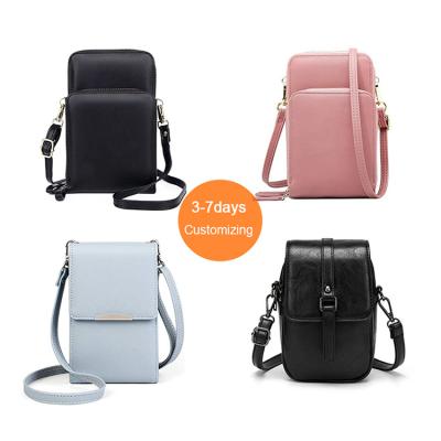 China Custom OEM Mini Crossbody Cellphone Bag Solid Leather Cell Phone Handbag With Strap Woman for sale