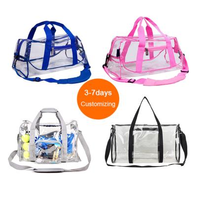 China Fashion Clear PVC Duffle Cosmetic Beach Jelly Duffel Bags Overnight Travel Custom Clear Plastic Women Large Small for sale