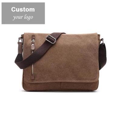 China Durable 2022 Leather Or Canvas OEM Single Shoulder Waxed Genuine Leather Canvas Handbag Black Cotton Messenger Bag for sale