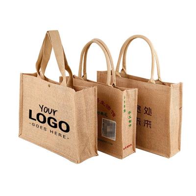 China Jute Factory Direct Supply Custom Logo Hemp Handbag Jute Beach Bag for sale