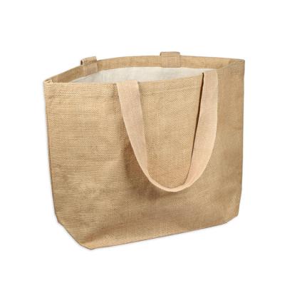 China Wholesale Plain Shopper Hessian Handled Bag Custom Printed Large Natural Eco Friendly Shopping Tote Beach Bag With Logos Burlap Jute for sale