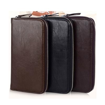 China Accept Custom Made Custom Logo Men's Clutch Long Purse Genuine Leather Wallet For Men for sale