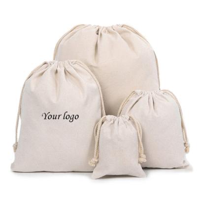 China Factory Direct Custom Logo Cotton Canvas Drawstring Pouch String Bags for sale