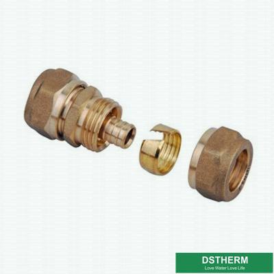 China Gleiche Messinginstallationen Messingfarbe kundengebundener Logo Screw Fittings Middle Weight verlegte Koppelung Pex zu verkaufen