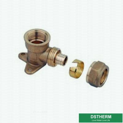 China Female Wall Plated Threaded Elbow Pex Brass Fittings Brass Color Customized Logo Screw Fittings Middle Weight for sale