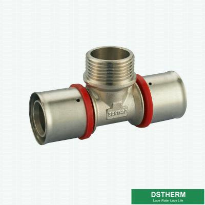 China Customized Male Threaded Tee Compression Brass Press Union Fittings For Pex Aluminum Pex Pipe for sale