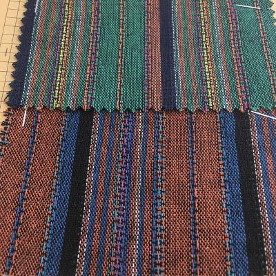 China Free Sample 45 Sustainable Cotton 55 Yarn-Dyed Cotton Plain Weave Linen Stripes Print Fabric for sale