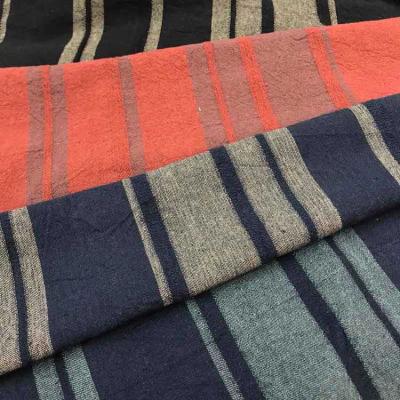 China Organic fast delivery custom yarn dyed cotton stripe linen jacard fabric costume woven quilting material for sale