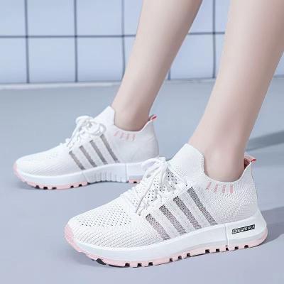 China Cushioning Hongyan Shoes Women's casual shoes fashion all-match flying mesh breathable single sports shoes for sale