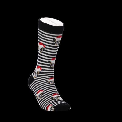 China Breathable Custom Design Logo Men Cotton Happy Christmas Socks Sports Black Socks for sale