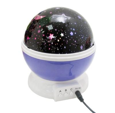 China Post-modern 1 USB attach 3 modes rotating projector star moon baby night light for sale