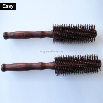 China Boar Compact Bristle Round Wooden Hair Brush for sale