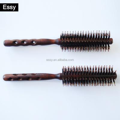 China Compact Custom Round Handle Wooden Hair Brush for sale