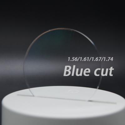 China Wholesale Blue 1.56 Single Vision /1.61 /1.67/ 1.74 Single Vision Ray Lens Optical Lenses Blue Anti Cut Ophthalmic Lenses for sale