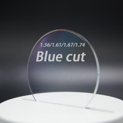 China Danyang factory price single lens supplier 1.67 blue vision cut optical lenses ophthalmic single vision blue light lens for sale