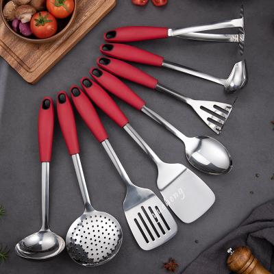 China OEM Customized Cooking Tools Stainless Steel with PP+ TRP Handle Color  Cookware kitchen Utensil set for sale