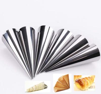 China Factory Wholesale Stainless Steel Croissant Cone Pastry Roll Mold DIY Baking Tool Cream Horn Mould for sale