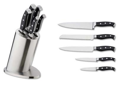 China Top quality 5PCS kitchen knife set with ABS forged handle in stianless steel knife stand for sale