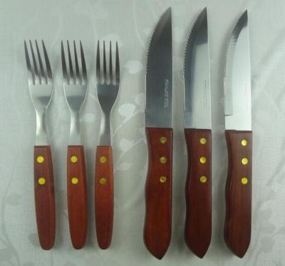 China Stainless Steel Steak Knife And Fork Set With Wooden Handle For Promtion Product for sale