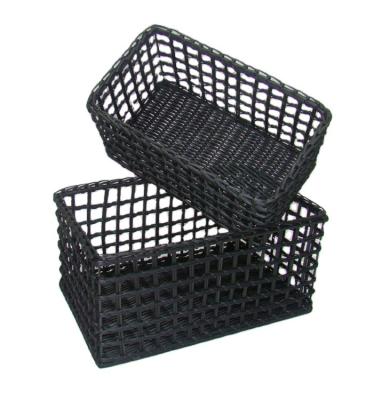 China Sundries Storage Basket Promotional Goods Using Black Rattan Storage Basket Plastic Toys Storage Basket for sale