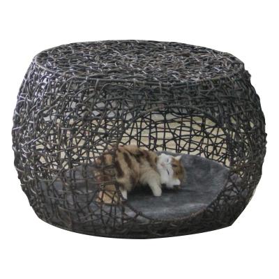 China Durable Cute Universal Shape PP Rattan Dome Cat Nest Rattan Four Seasons Pet Basket Material for sale