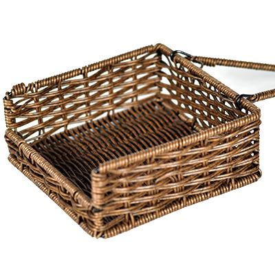 China Viable Handmade Decoration Rectangular Rattan Tray Woven Rattan Tissue Holder With Handle for sale