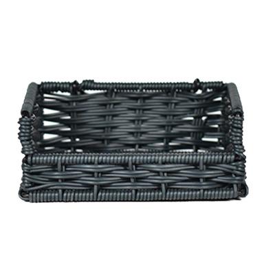 China Sustainable Wholesale Decorative Hand - Woven Basket Rattan Rectangular Tray With Single Handle for sale