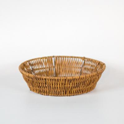 China Sustainable Home Plastic Rattan Snack Basket Round Tray Household Equipment Handmade Storage and Organization Wicker Durable for sale