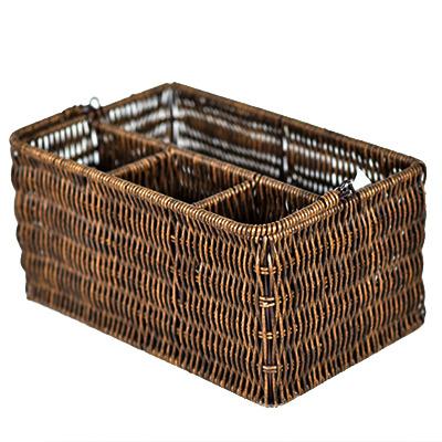 China Viable Factory Handmade Rectangular Rattan Knife Cutlery Basket Rattan Knife Storage Basket for sale