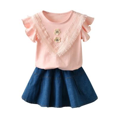 China Casual Wholesale Baby Skirts Sets Summer 2pcs Kids Clothes Set Wholesale Children's Boutique Clothing for sale