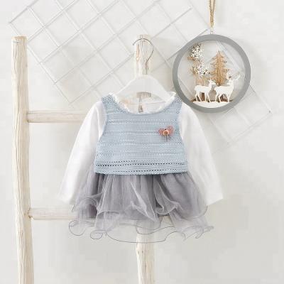 China New Design Autumn Spring Sustainable Baby Clothes Cotton Cute Knitted Vest Babies Dress for sale