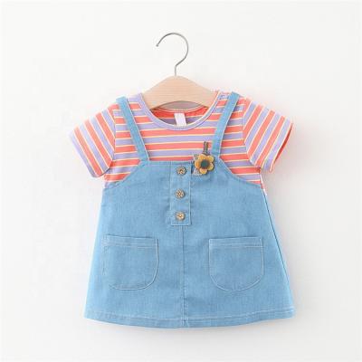 China Factory Washable Summer Kid Dress Baby Princess Dress Cute Baby Denim Dress for sale